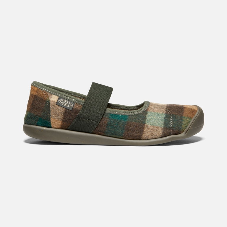 Keen Sienna Mary Jane Plaid Shoes - Women's Brown Dark Green Footwear